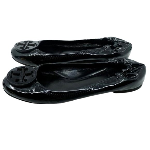 TORY BURCH~Reva Logo~BALLET FLATS~Black Patent Leather Shoes~SIZE 7.5 - Picture 3 of 6